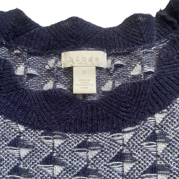Hinge Women’s Wool Blend Blue Grey Knit Pullover Sweater Size S Cozycore - Picture 6 of 11